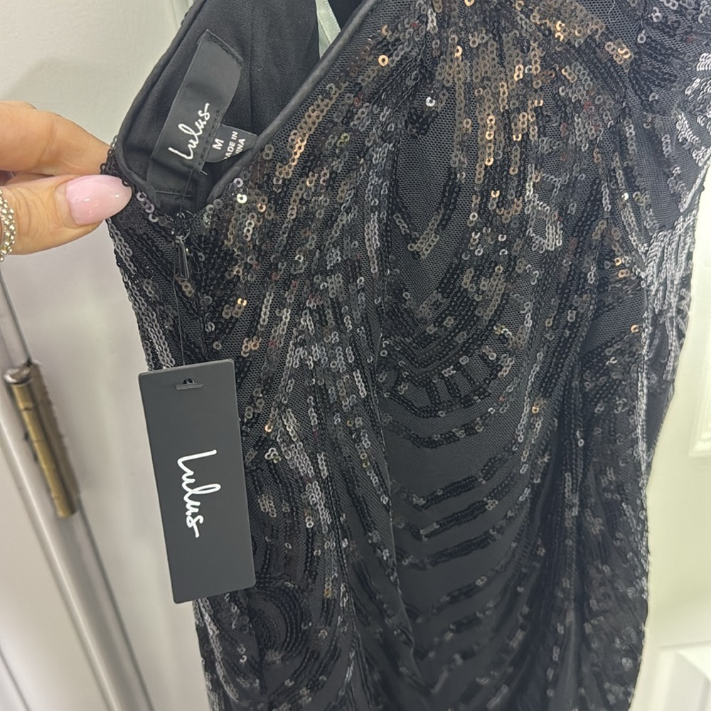 Lulu's Black Embellished Sequin Cocktail Mini Dress - Picture 8 of 10